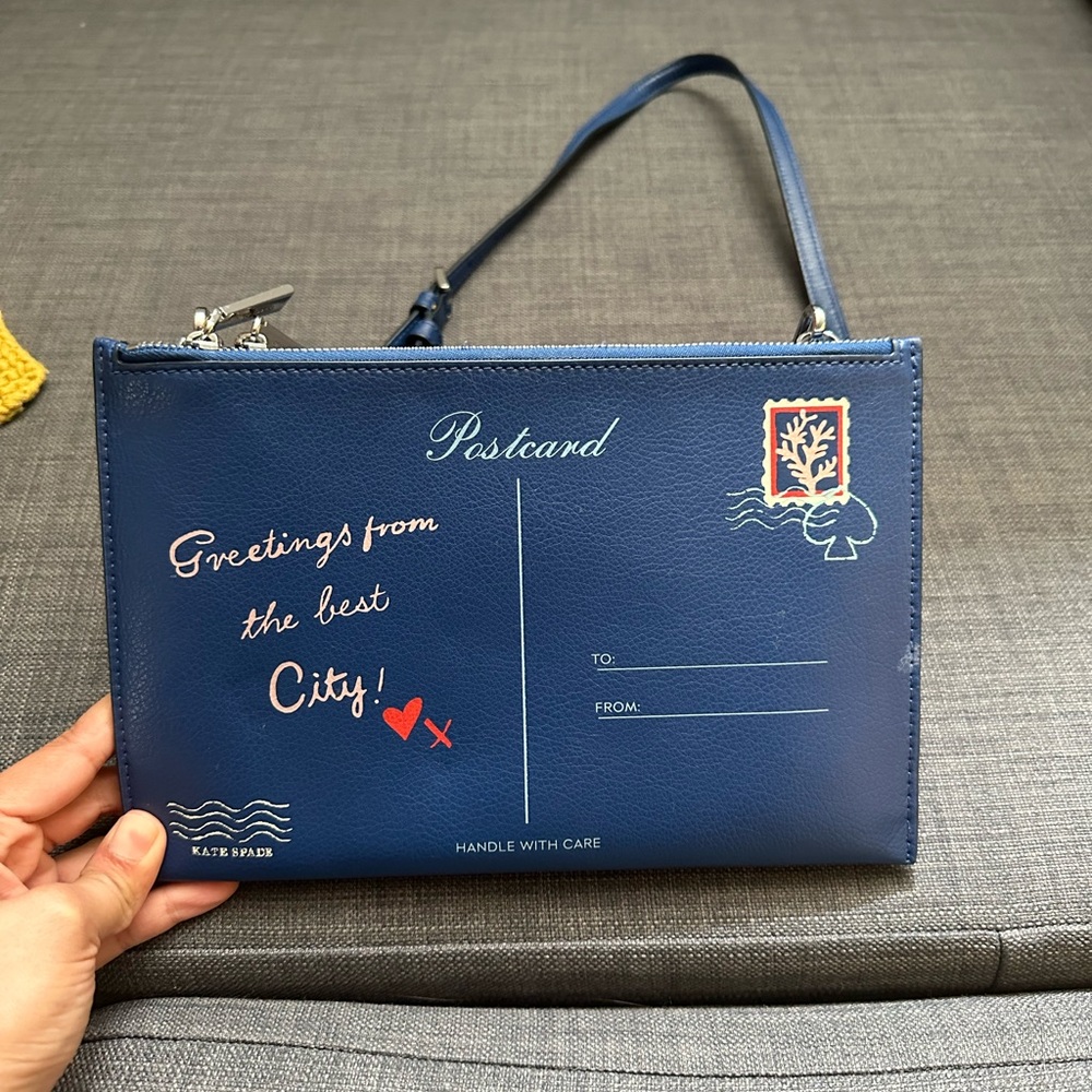 Kate Spade Blue Postcard Wristlet